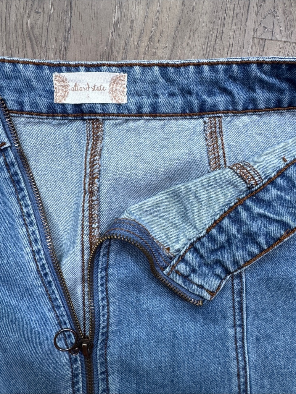 Altar'd State Denim Mini Skirt - Size Small - Picture 5 of 8